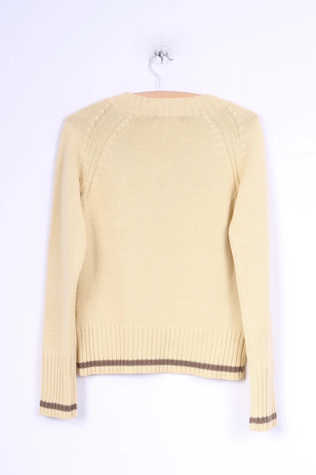 Kenvelo Womens M Jumper Yellow Acrylic V Neck Simply Sweater - Image 5