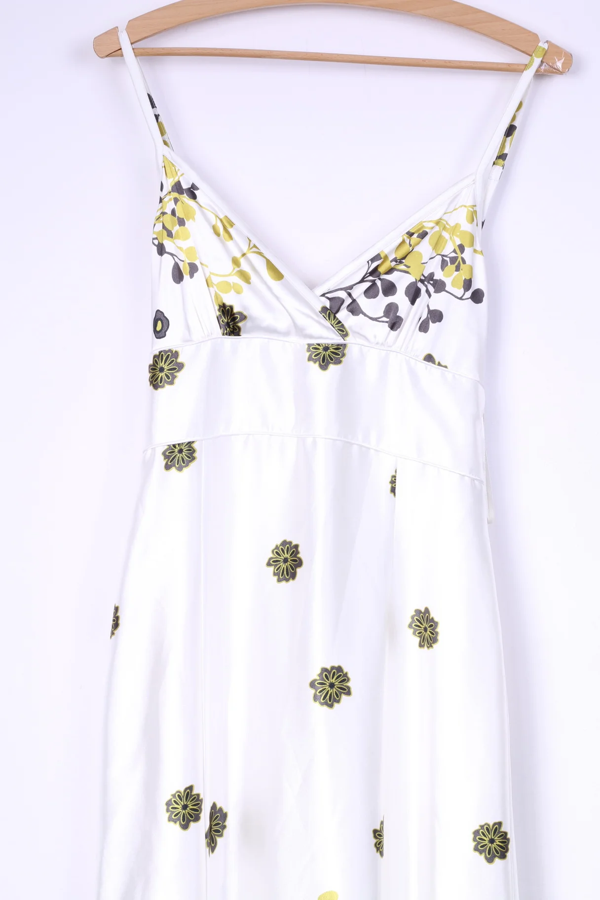 DONNA by Halolhuber Womens 36 S Maxi Dress White Shiny Floral Print Long Sexi - Image 2