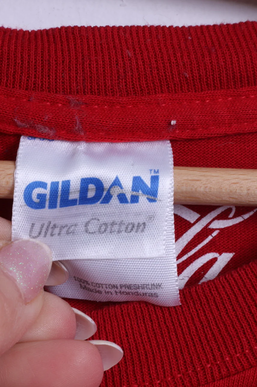Gildan Mens L T- Shirt Red Cotton Crew Neck Coca Cola Graphic Coke - Image 4
