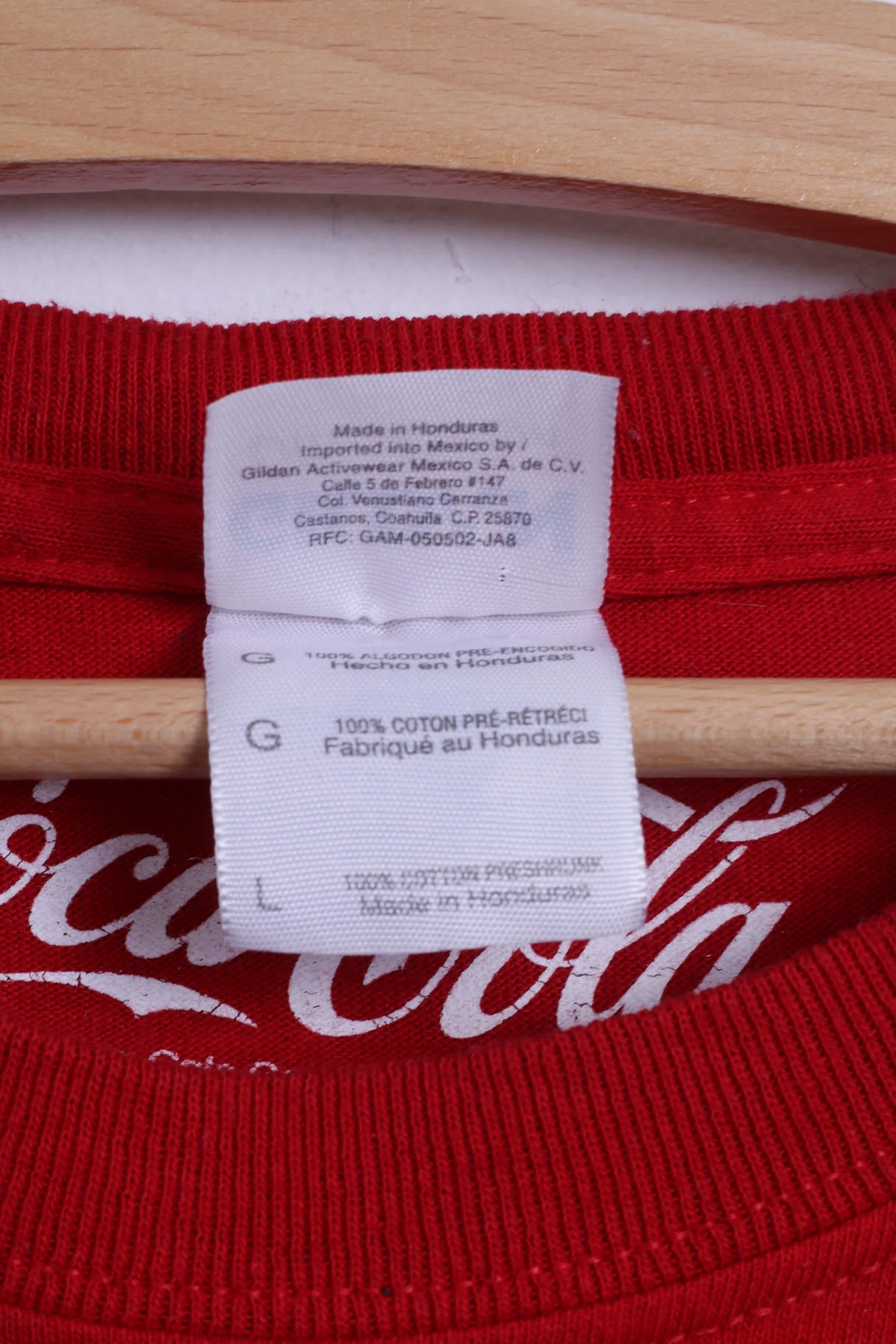 Gildan Mens L T- Shirt Red Cotton Crew Neck Coca Cola Graphic Coke - Image 5