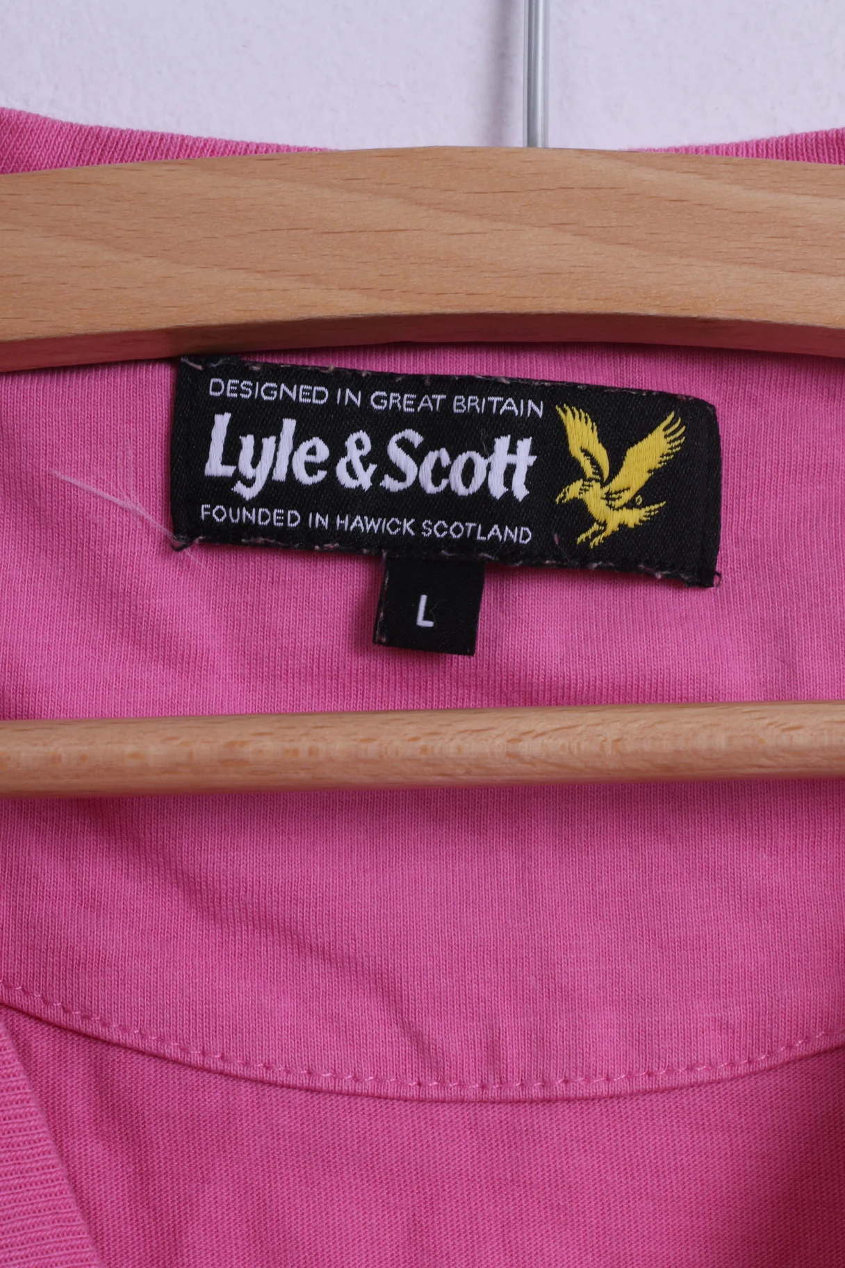 Lyle & Scott Womens L T- Shirt Pink Cotton Crew Neck Casual Plain Top - Image 4
