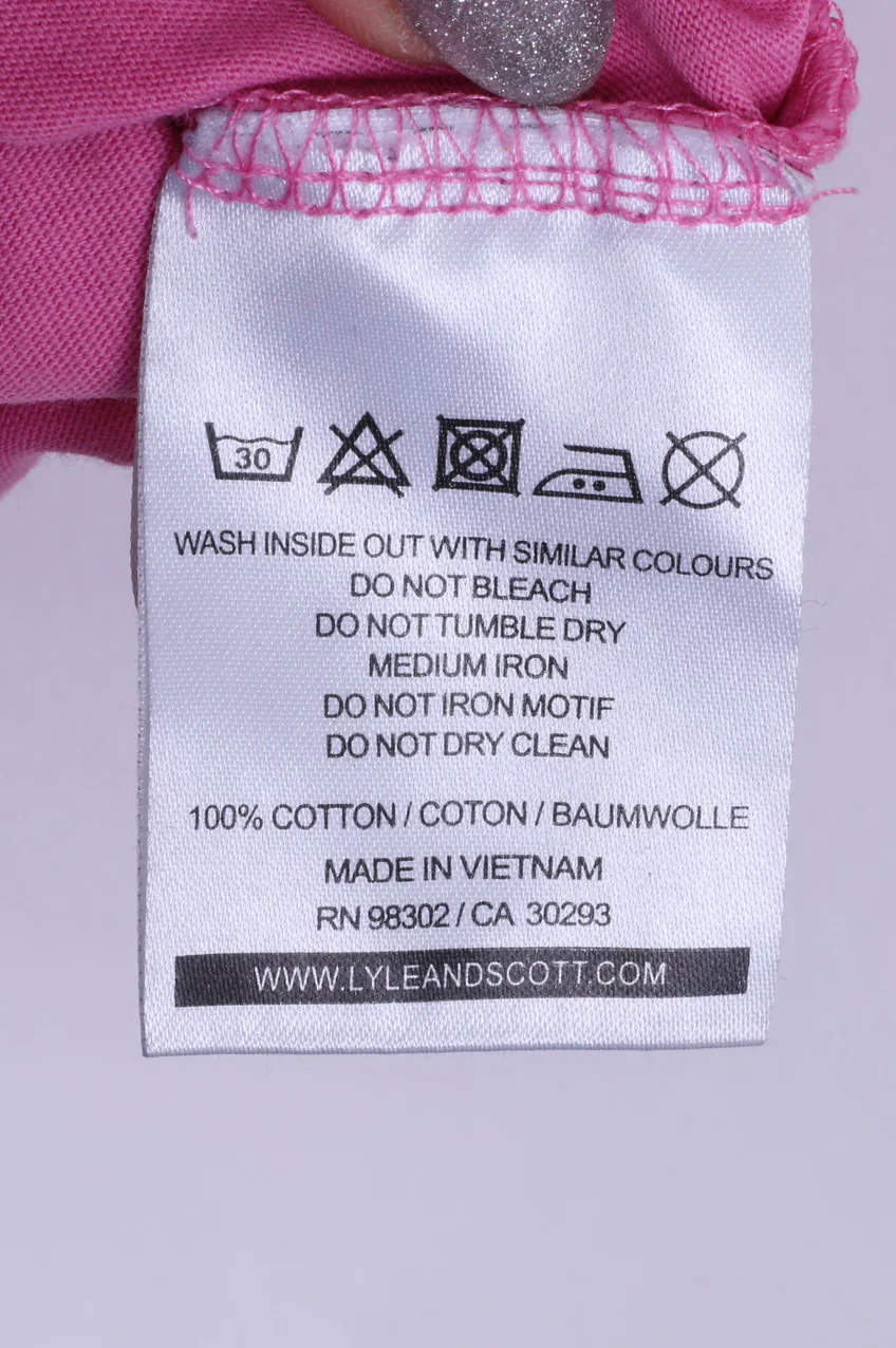 Lyle & Scott Womens L T- Shirt Pink Cotton Crew Neck Casual Plain Top - Image 5