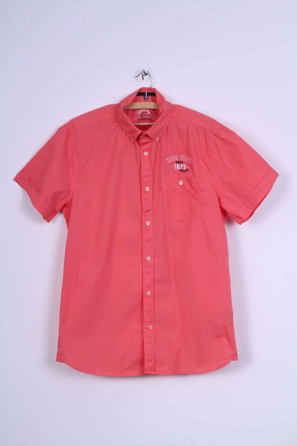 Cape Colville Mens L Casual Shirt Sailing Team Cotton Peach Long Sleeve