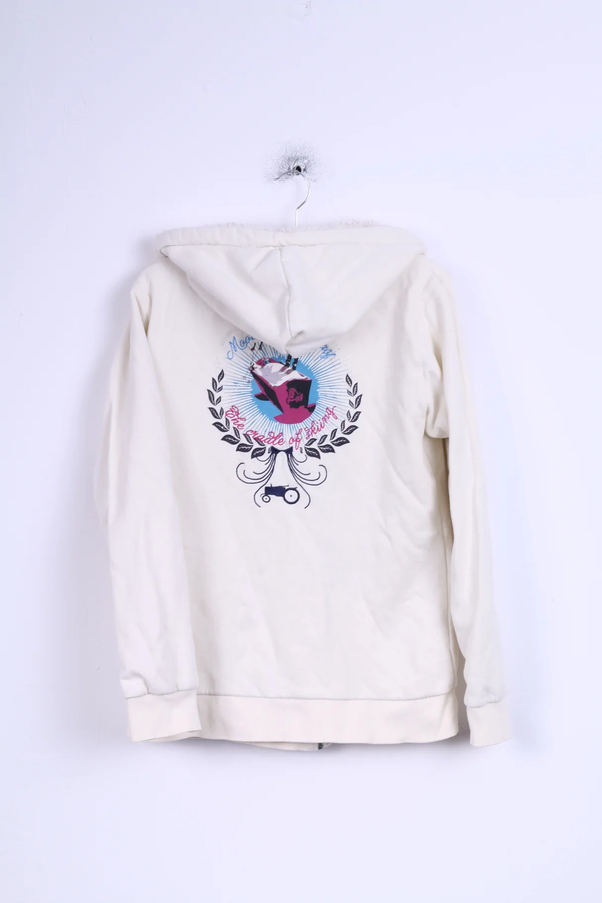 Moods Of Norway Womens L Sweatshirt Cream Hooded Zip Up Cotton Warm Blouse - Image 6
