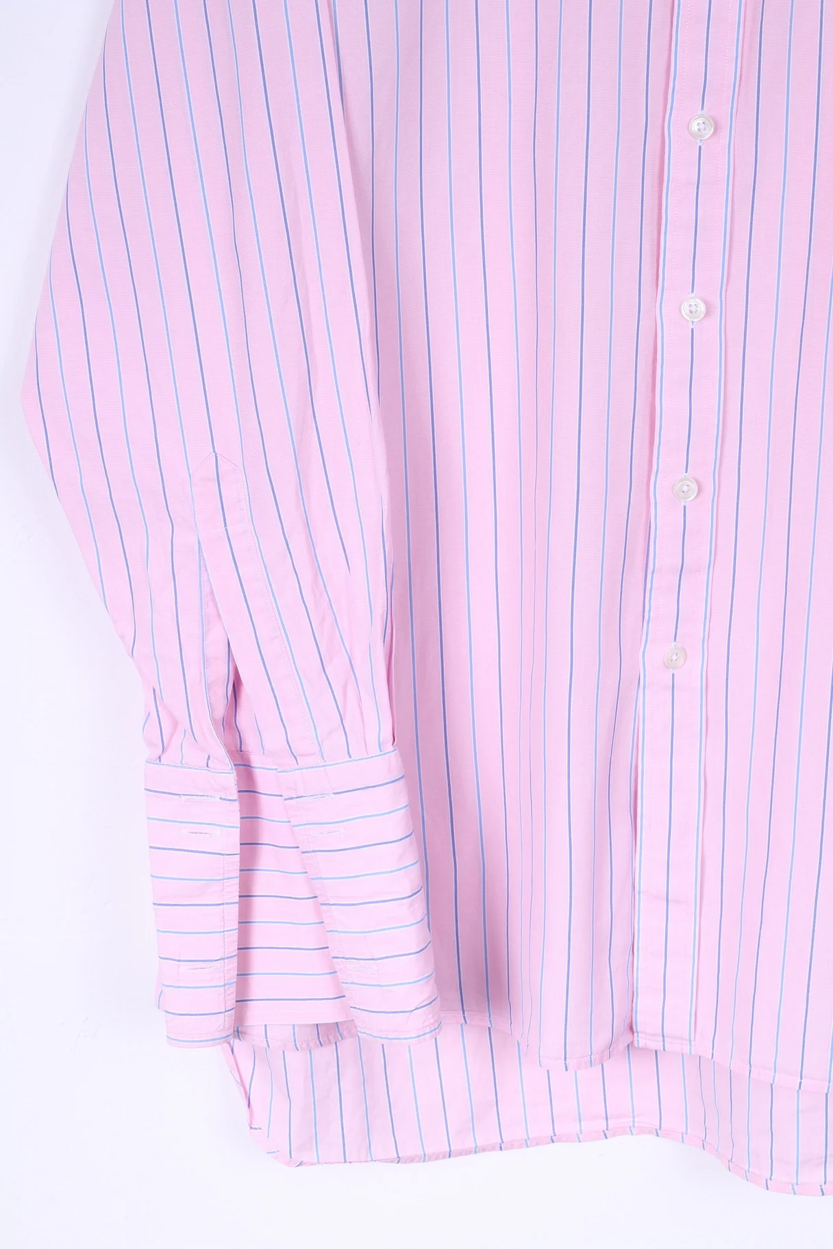 Joseph Turner Mens 34 16.5 XL Casual Shirt Pink Striped Cotton Long Sleeve - Image 3
