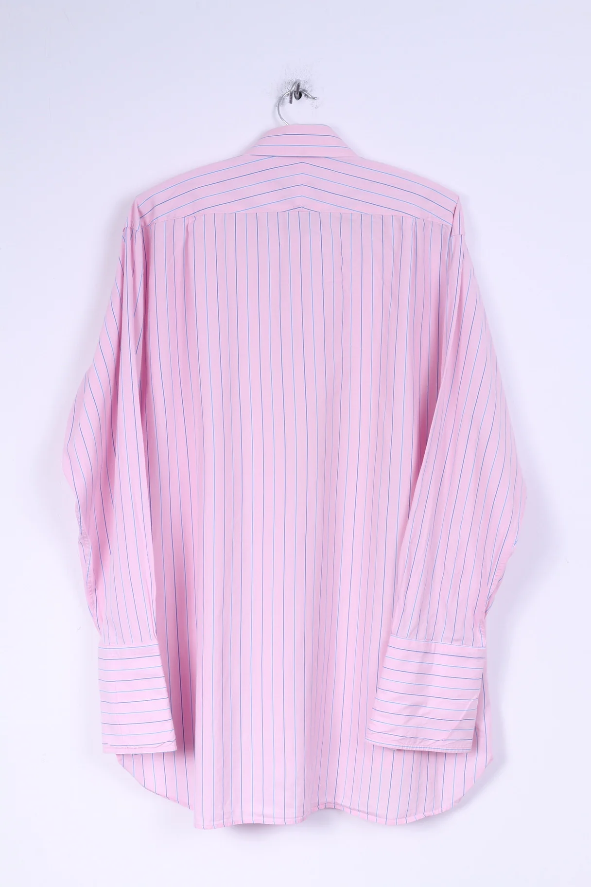 Joseph Turner Mens 34 16.5 XL Casual Shirt Pink Striped Cotton Long Sleeve - Image 7