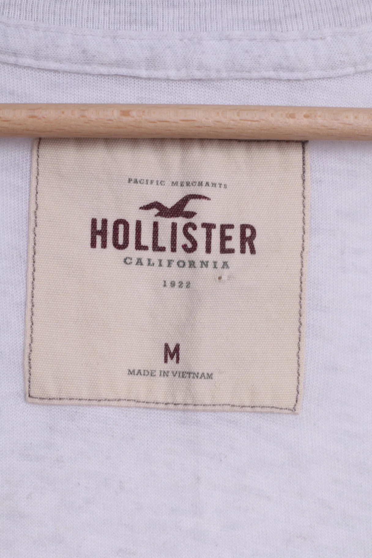 Hollister Womens M Shirt Beige Cotton V Neck Graphic Summer Sun Top - Image 3