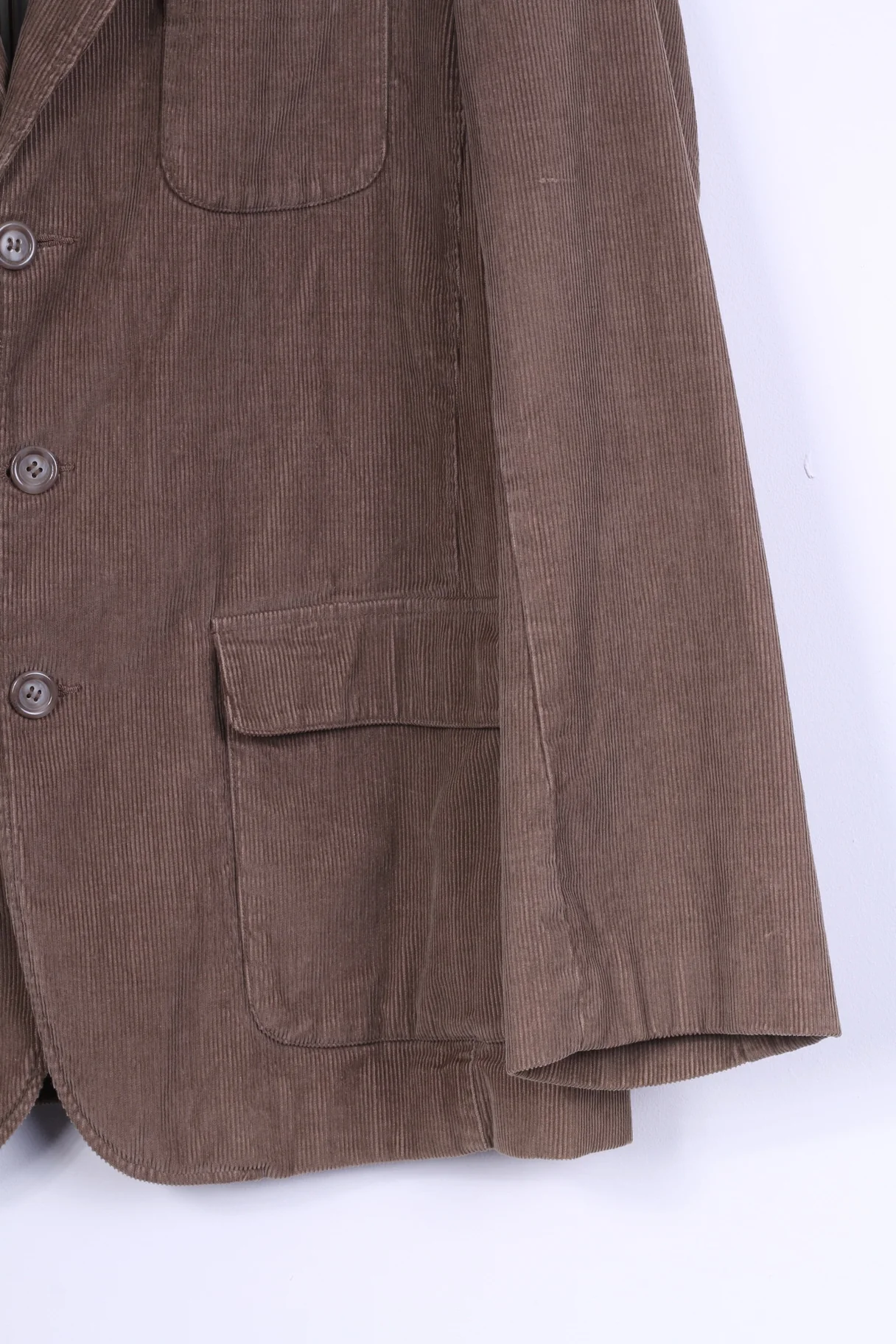 Le Shark Mens XL Jacket Brown Corduroy Cotton Shoulder Pads Single Breasted - Image 3