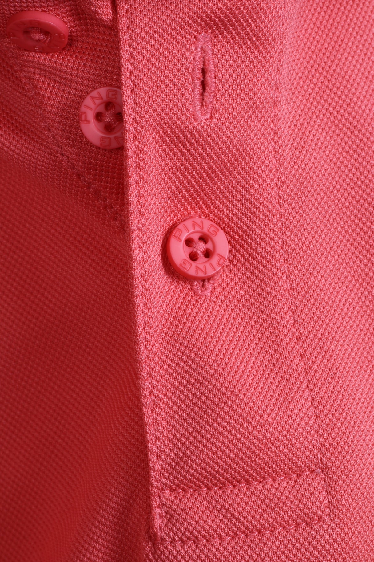 PING Boys XLJ 14 Age Polo Shirt Golf Shirt Detailed Buttons Peach - Image 3