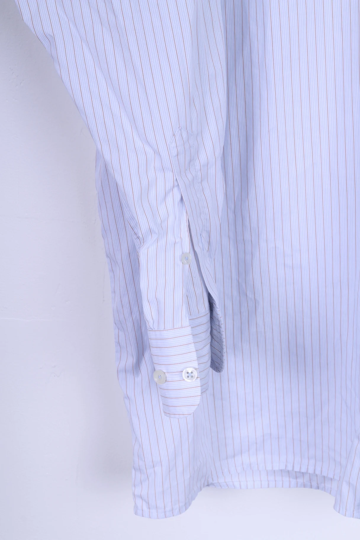Seidensticker Mens 46 16 XXL Casual Shirt Blue Striped Cotton Long Sleeve - Image 2