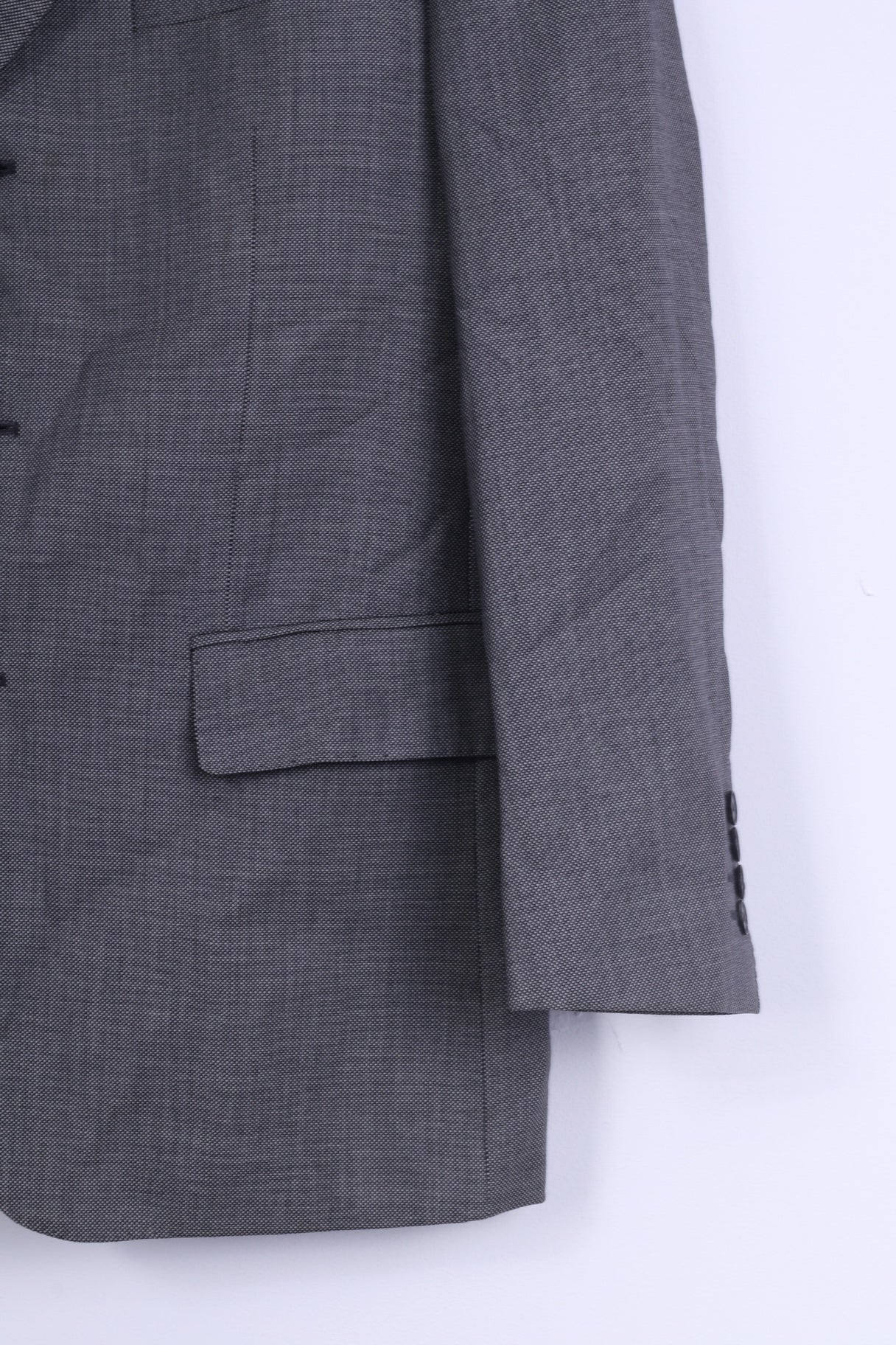 Jaeger Mens 38 S Jacket Grey Dots Wool Shoulder Pads Single Breasted Blazer - Image 3