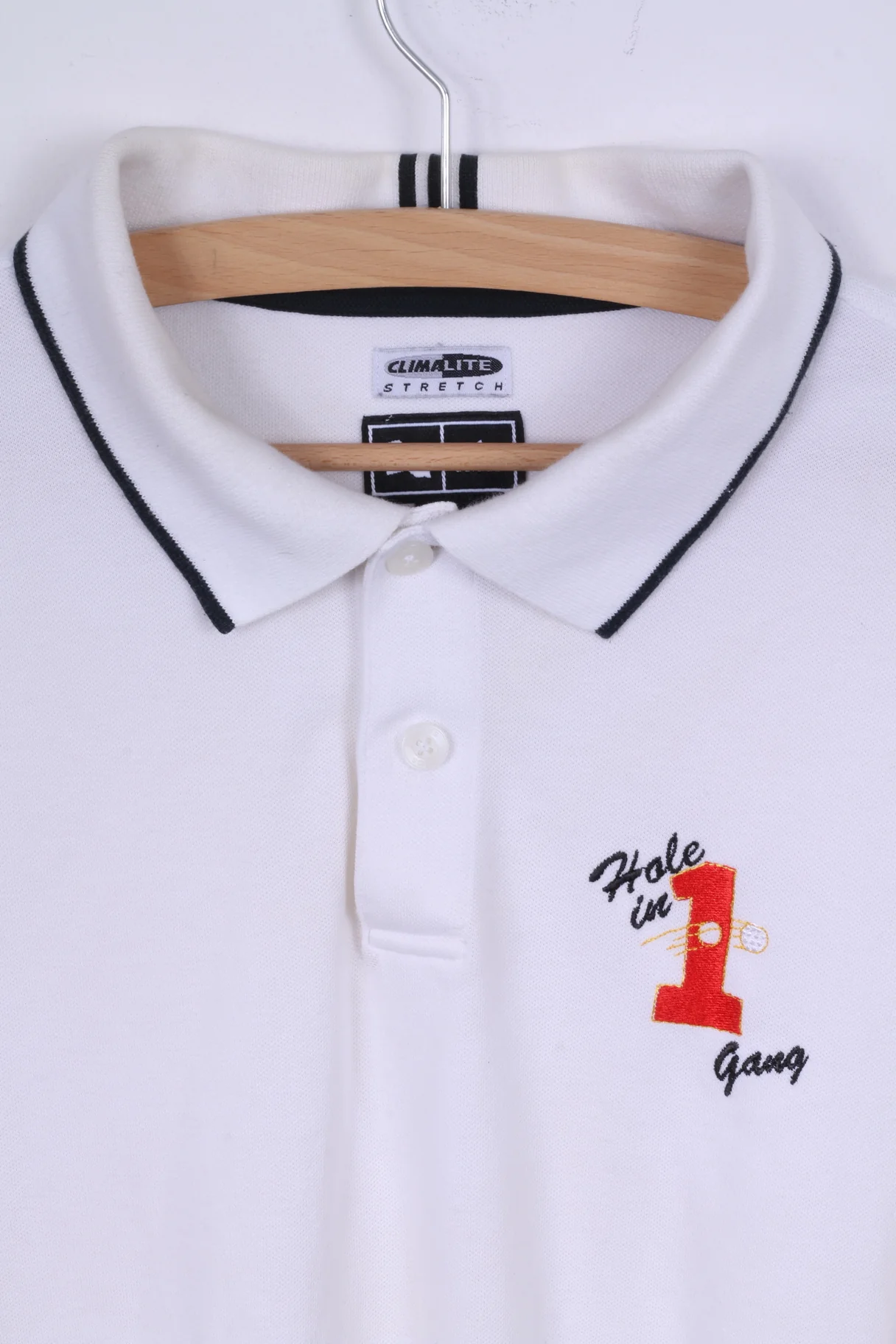 Adidas Mens XL Polo Shirt White Climalite Stretch Cotton Hole in 1 gang - Image 2