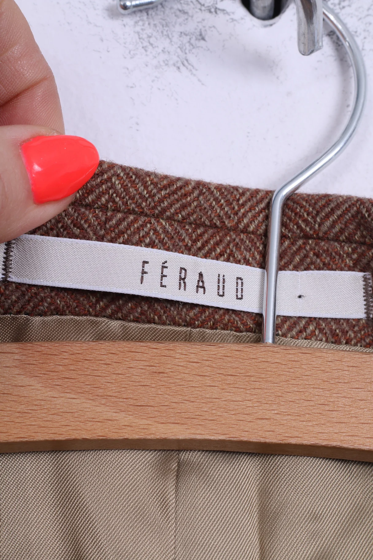 Feraud Mens 98 M Jacket Brown Wool Herringbone Single Breasted Blazer - Image 4