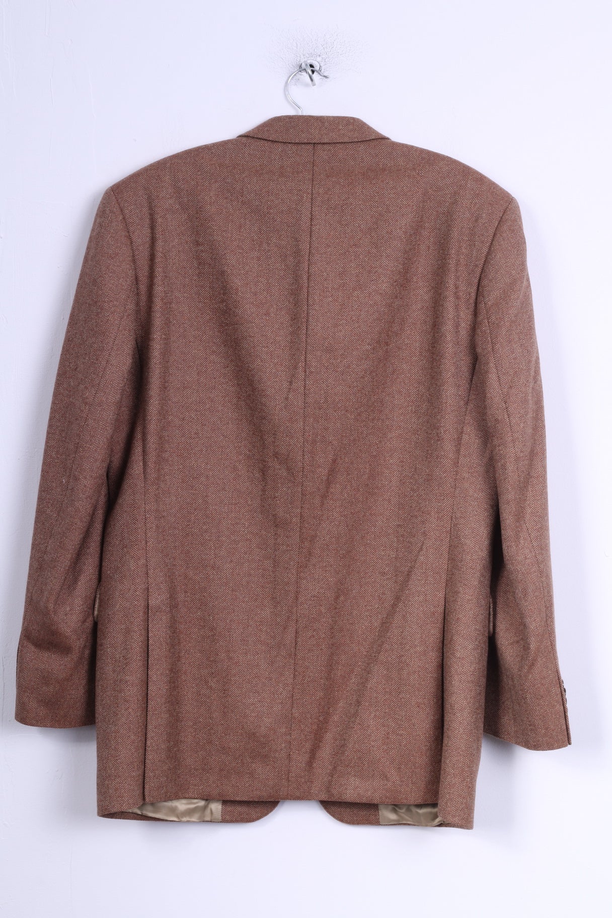 Feraud Mens 98 M Jacket Brown Wool Herringbone Single Breasted Blazer - Image 7