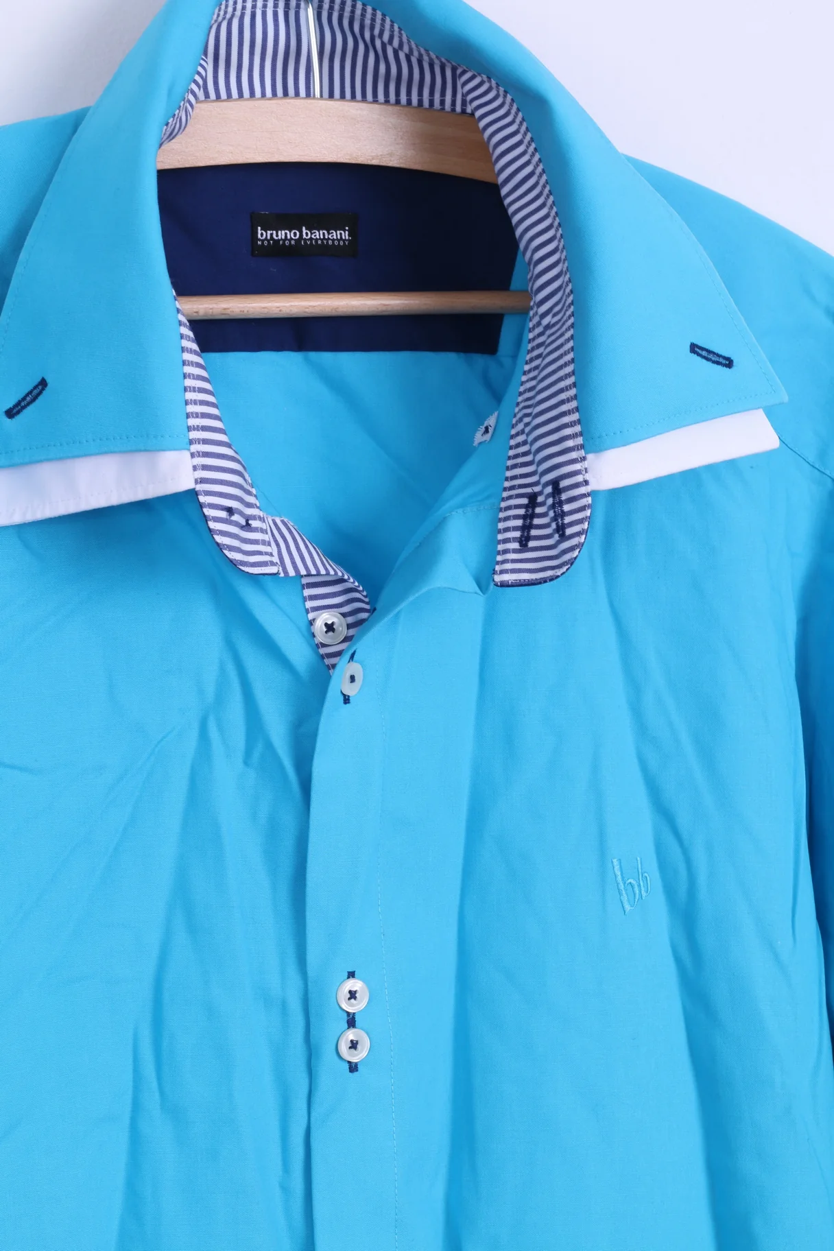 Bruno Banani Mens 43/44 L/XL Casual Shirt Blue Cotton Long Sleeve - Image 3