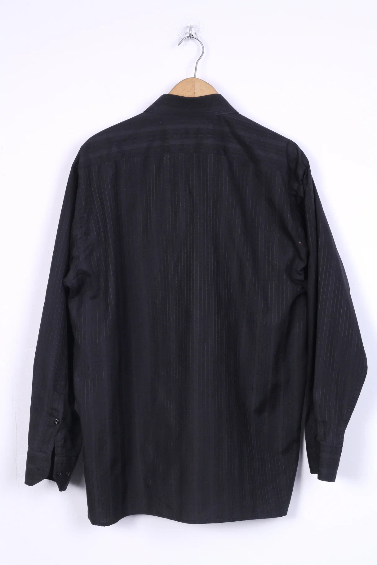 Rafael Mens 44 XL Casual Shirt Black Striped Cotton Long Sleeve - Image 6