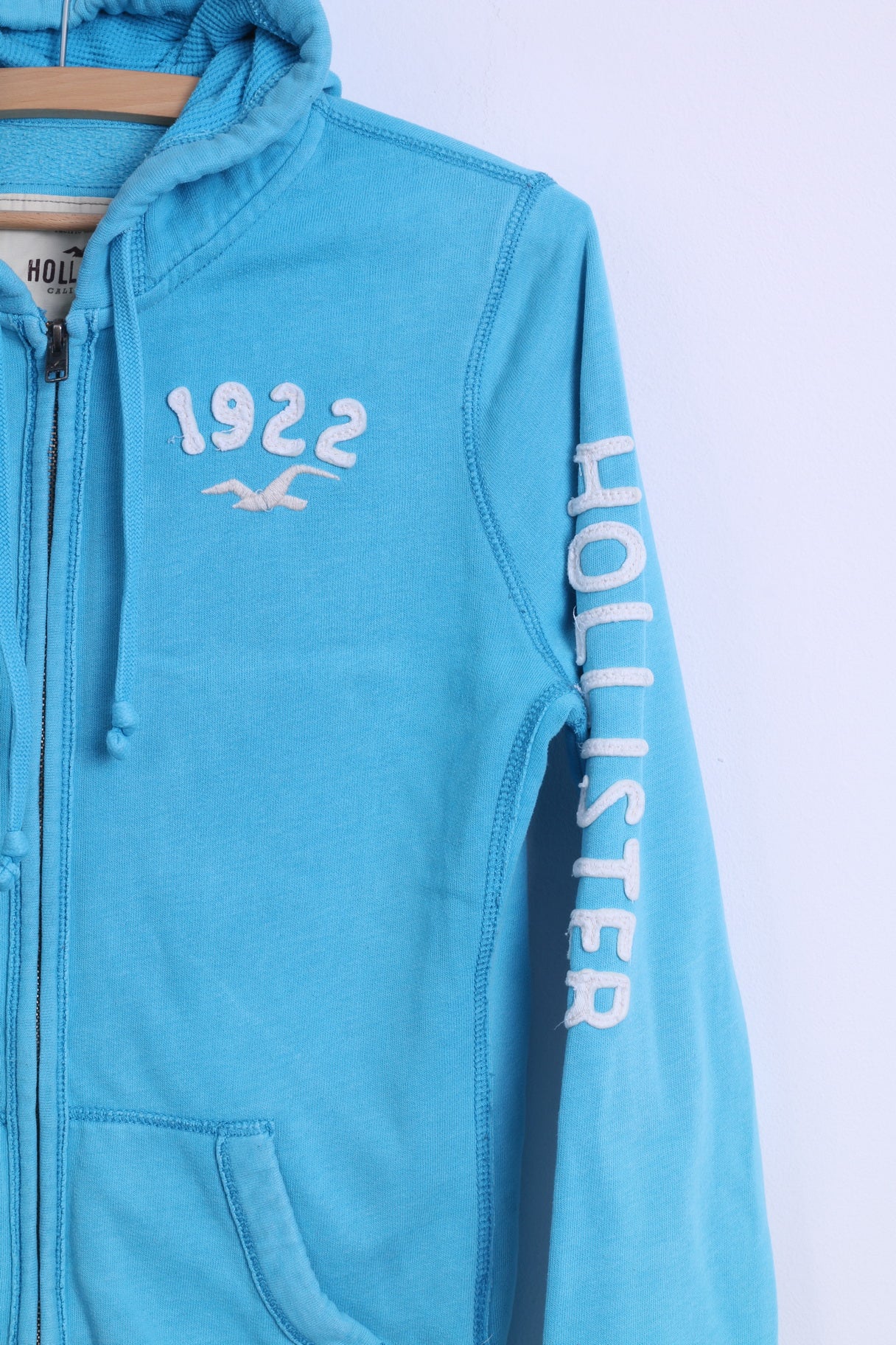 Hollister Womens M Sweatshirt Turquoise Cotton Hooded Zip Up California Hoodie - Image 3