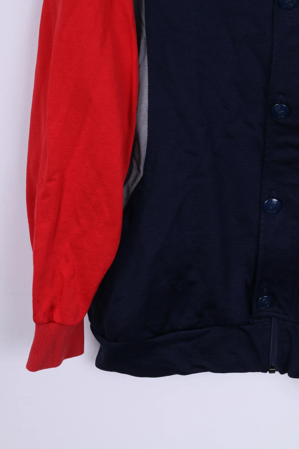 Adidas Mens 50 M Sweatshirt Navy Vintage Nylon Detailed Buttons V Neck Top - Image 3