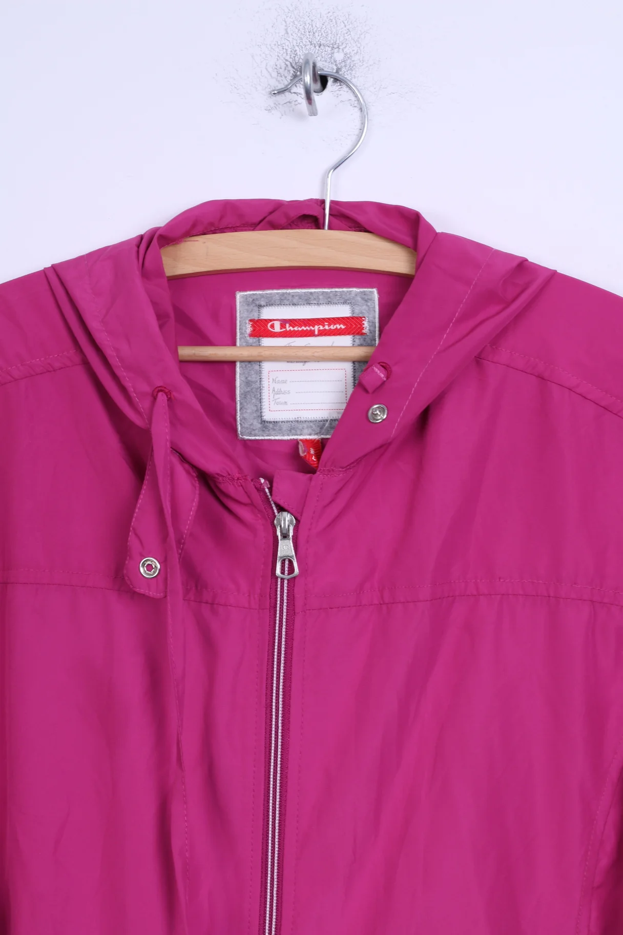 Champion Womens L Jacket Lightweight Hooded Amaranth Top Training Sport - Image 3