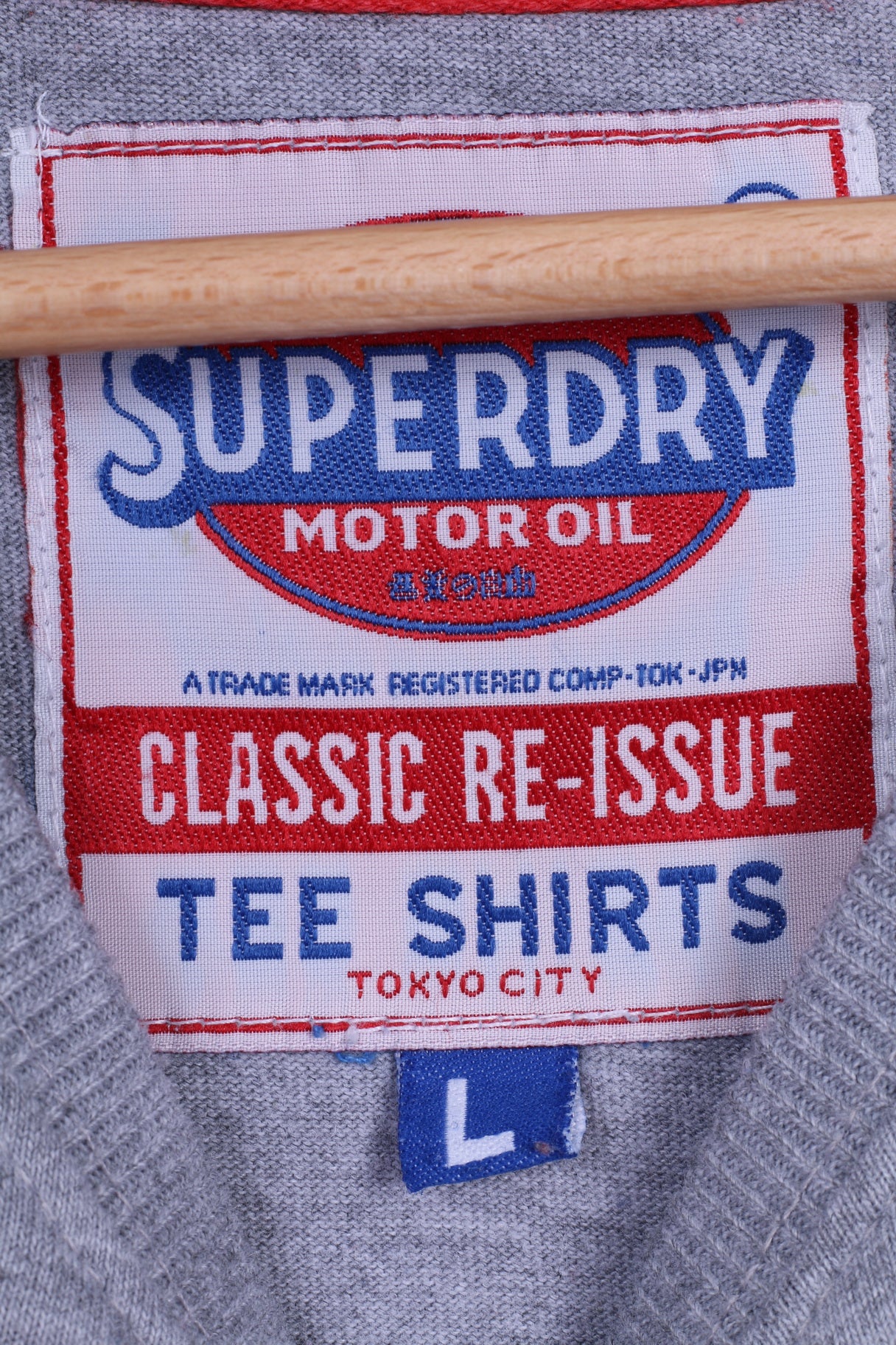 Superdry Mens L T-Shirt Tokyo Motor Oil Graohic Cotton Top Crew Neck Faded - Image 3