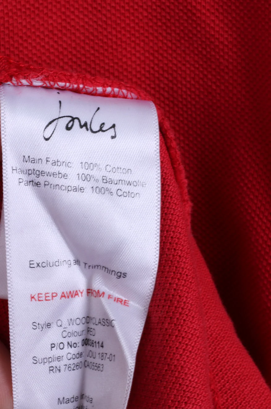 Joules Mens XL Polo Shirt Red Cotton Classic Fit - Image 4