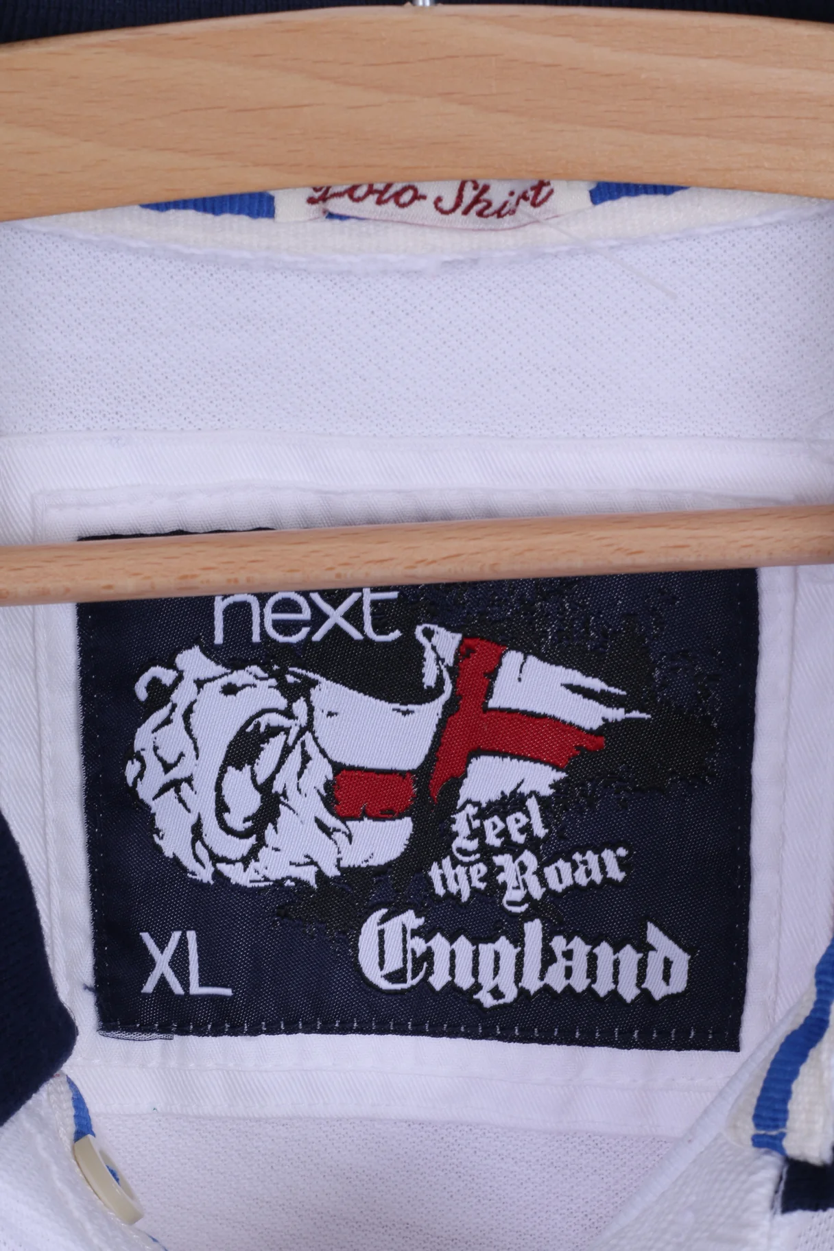 Next Mens XL Polo Shirt Cotton England No 9 White - Image 3