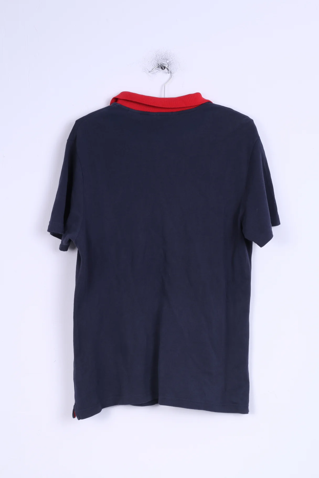 Penguin Mens XL Polo Shirt Navy Cotton Red Collar Detailed Buttons - Image 6
