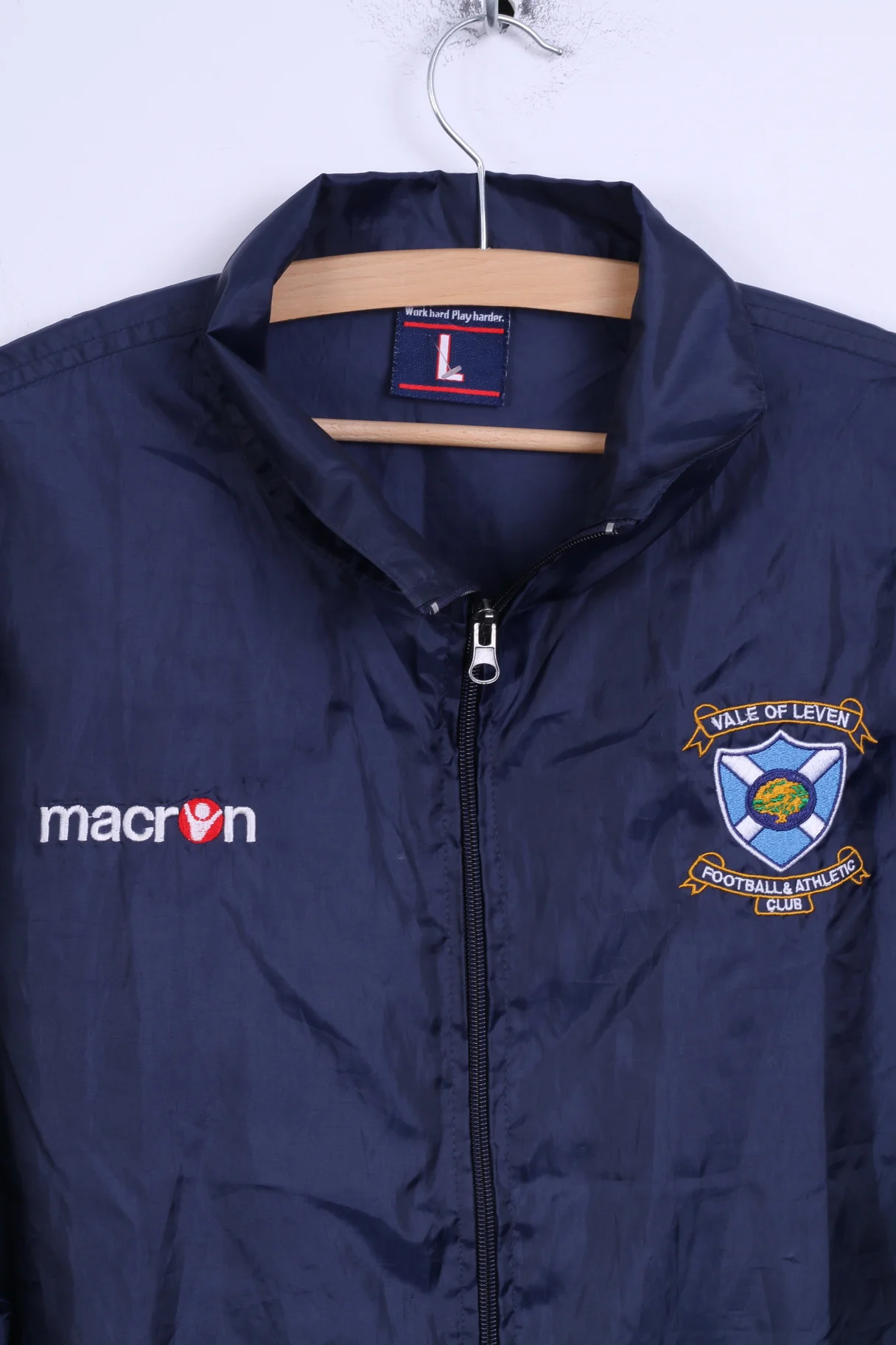 Macron Mens L Jacket Vale of Leven Football Club Navy Lightweight Top - Image 3