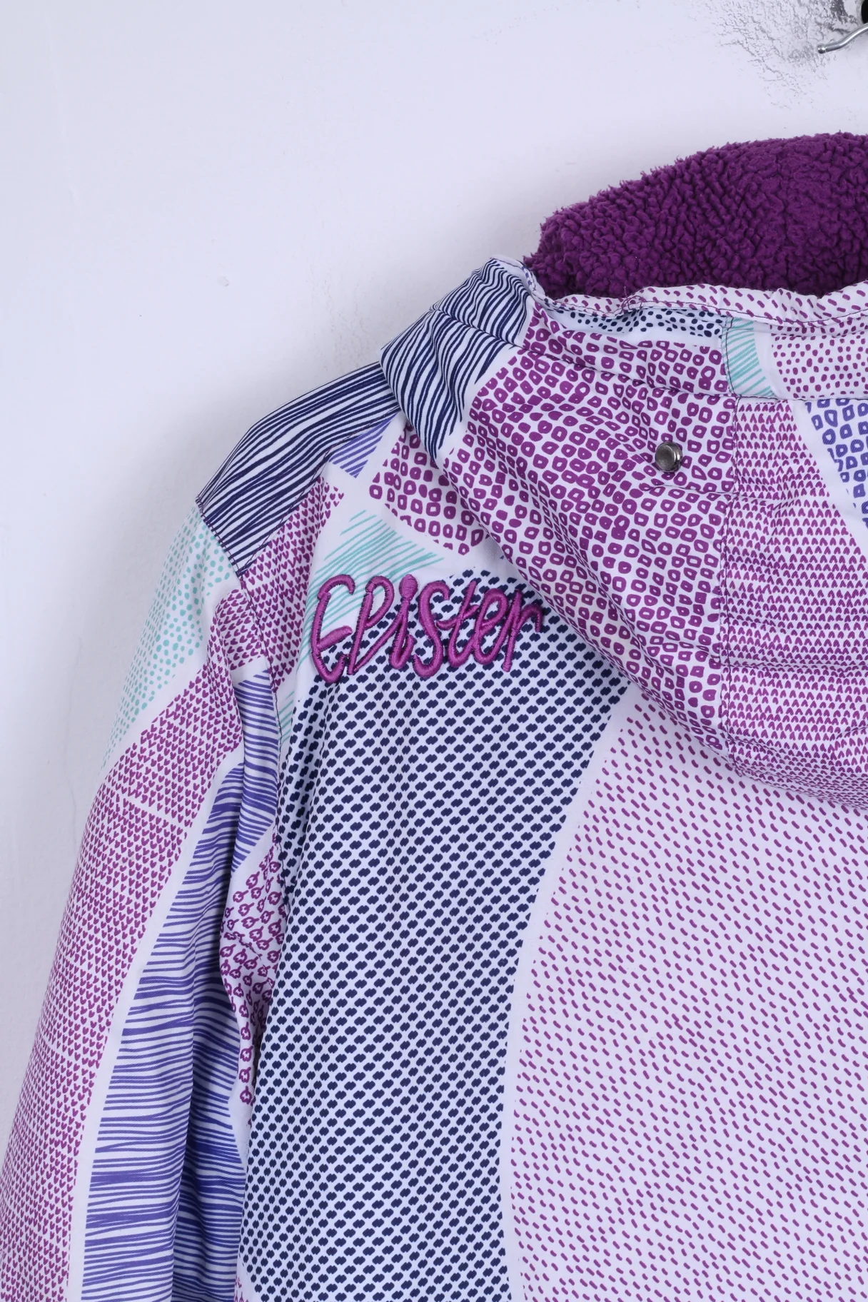 Epister Womens 38 Jacket Warm Printed Hooded Purple Zippered Winter Ski - Image 7