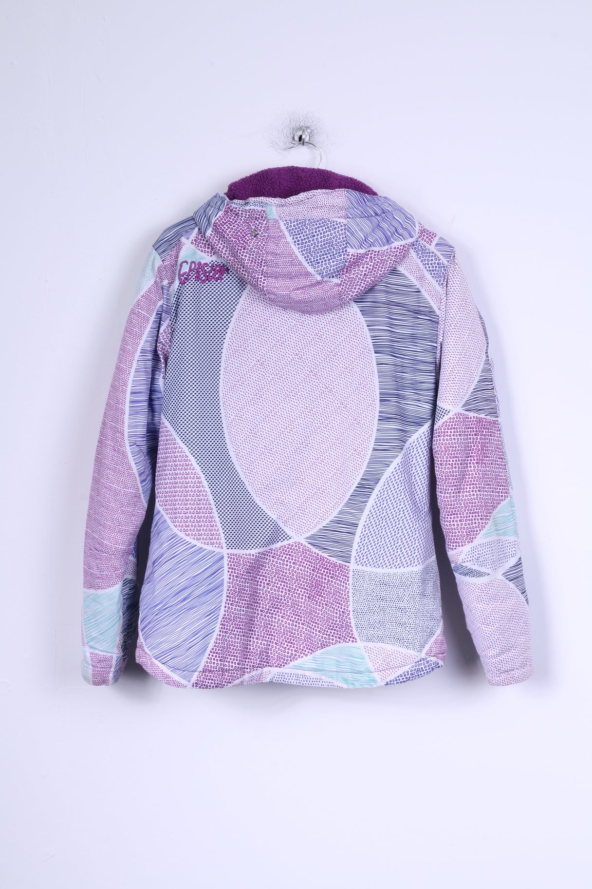 Epister Womens 38 Jacket Warm Printed Hooded Purple Zippered Winter Ski - Image 8