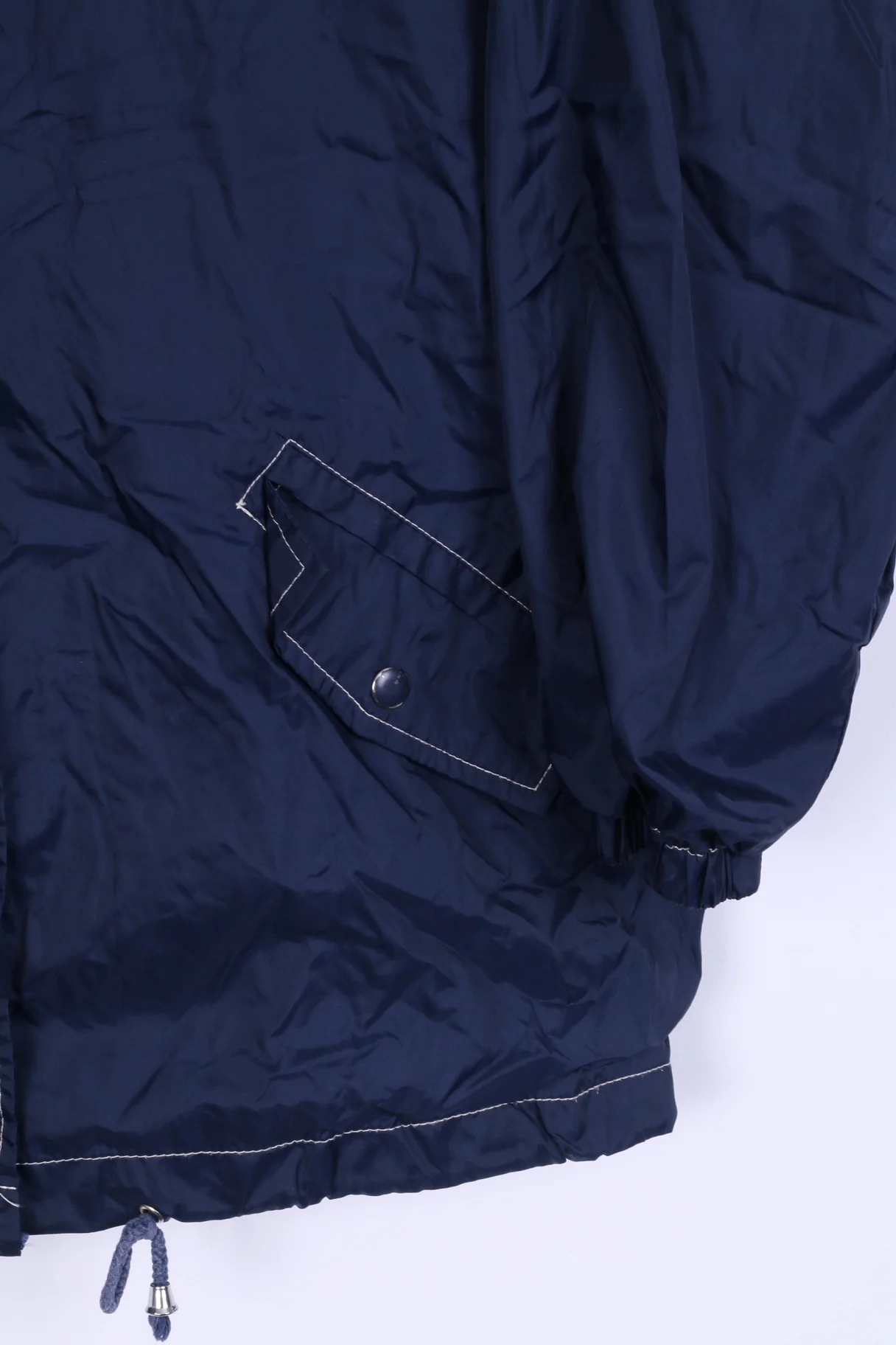 COSMOS Basic Mens 38/40 M Jacket Navy Hidden Hood Nylon Waterproof Top - Image 2