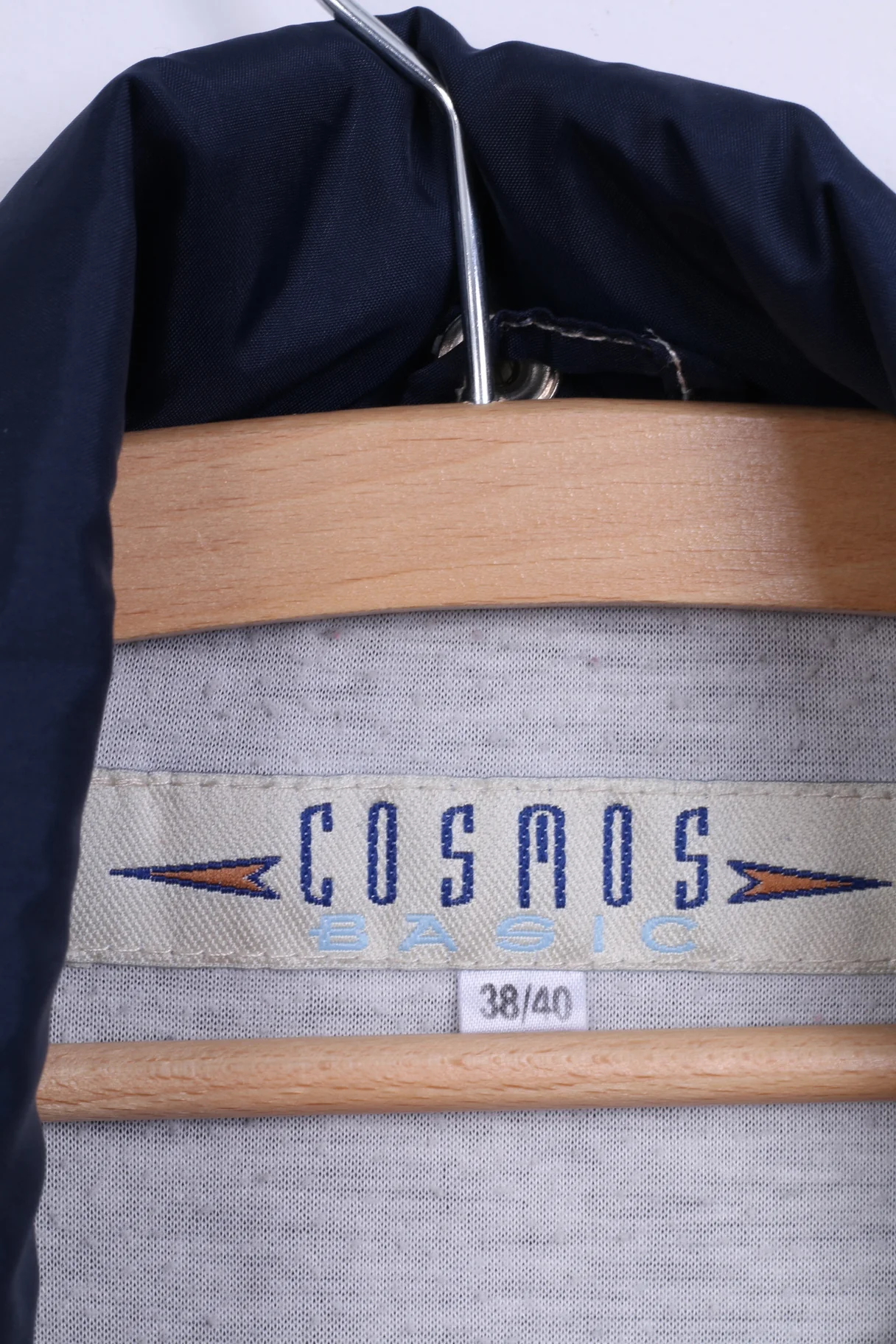 COSMOS Basic Mens 38/40 M Jacket Navy Hidden Hood Nylon Waterproof Top - Image 4