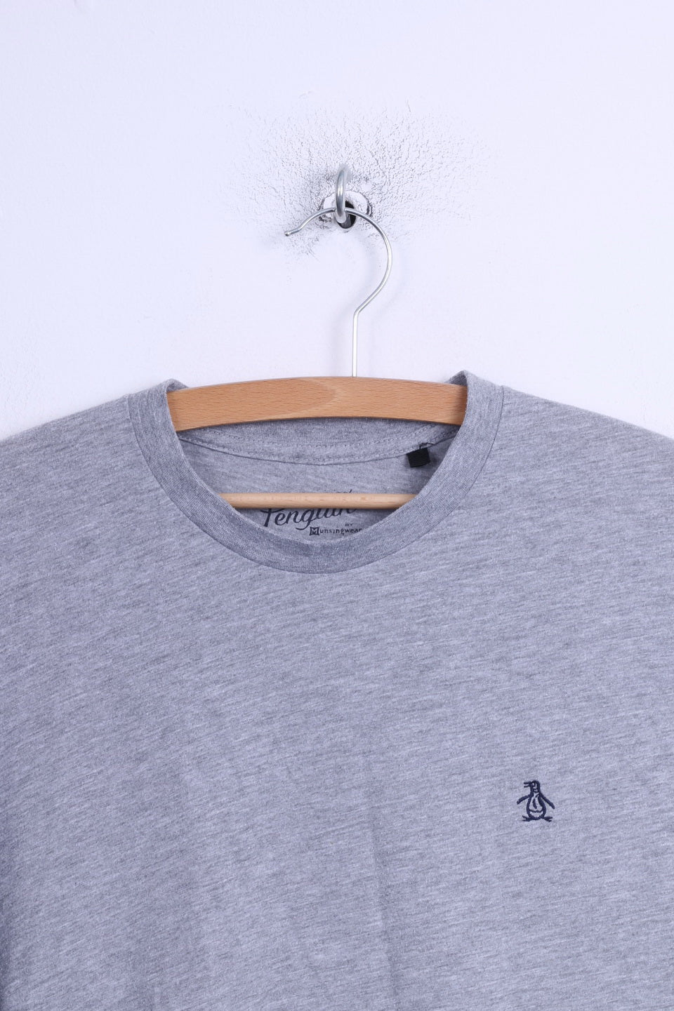 Penguin Mens S Long Sleeved Shirt Cotton Grey Crew Neck - Image 2