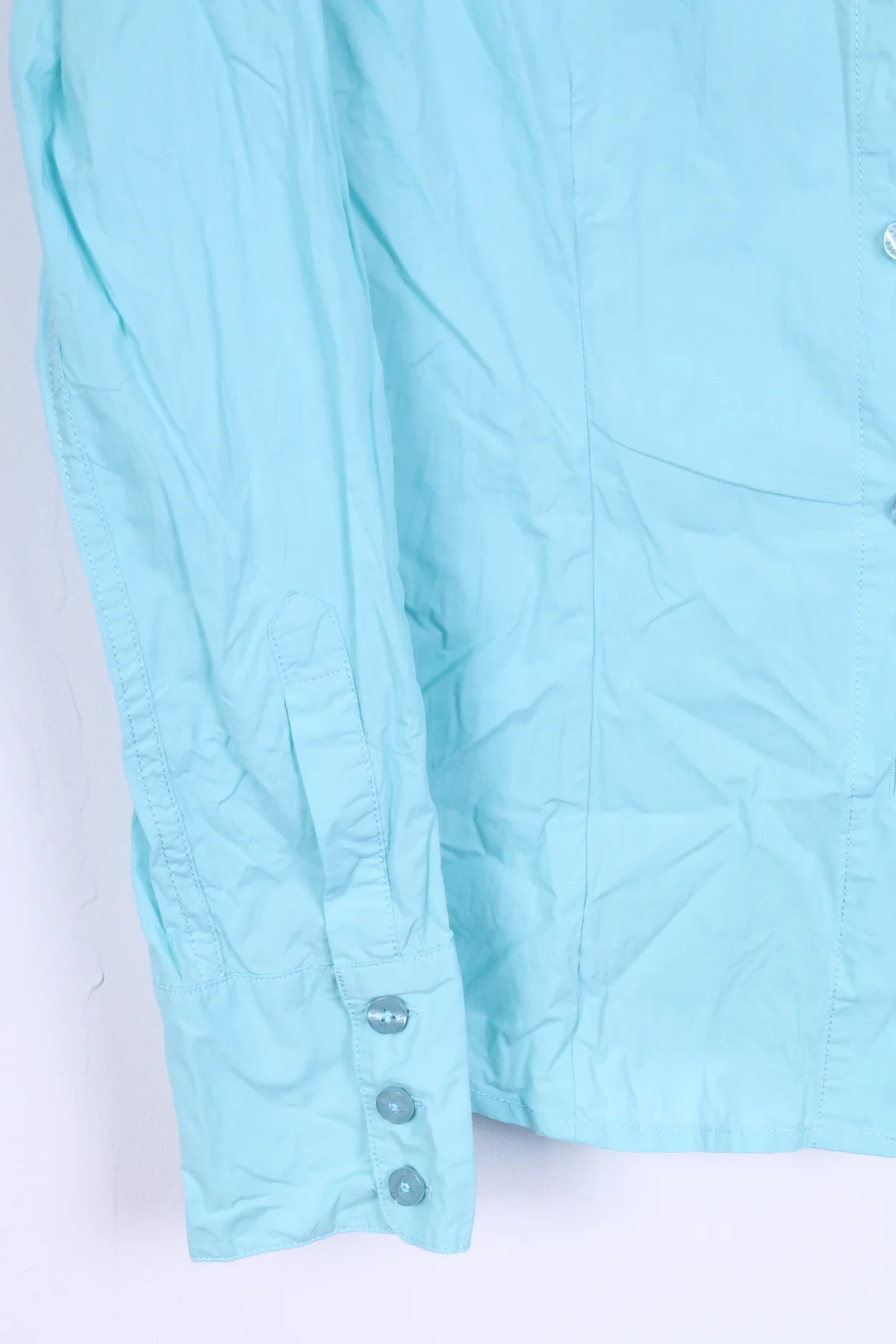 Chiemsee Womens M Casual Shirt Turquoise Cotton Detailed Buttons Long Sleeve - Image 2