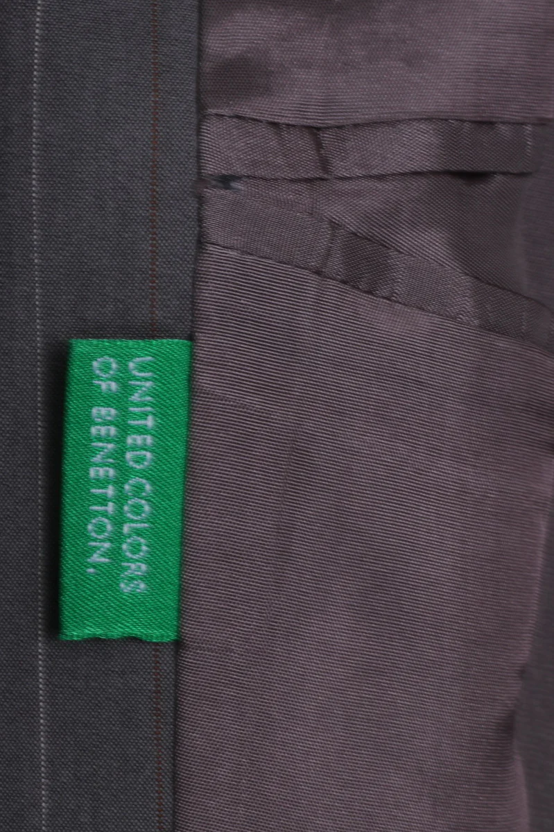 United Colors Of Benetton Mens 48 S Blazer Light Grey Striped Cotton Single Breasted Jacket - Image 4