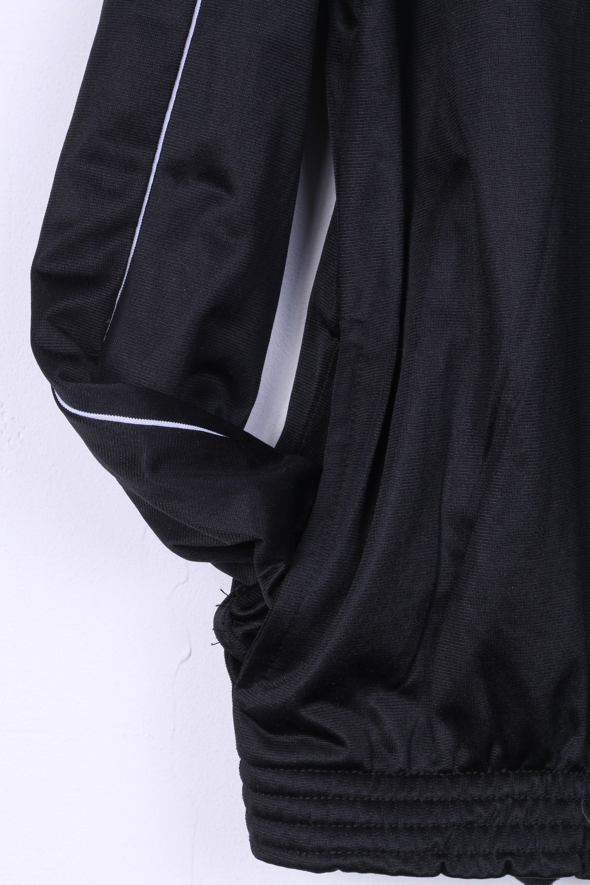 Athl Sport Mens L Sweatshirt Shiny Black Zip Up Retro Track Top - Image 4