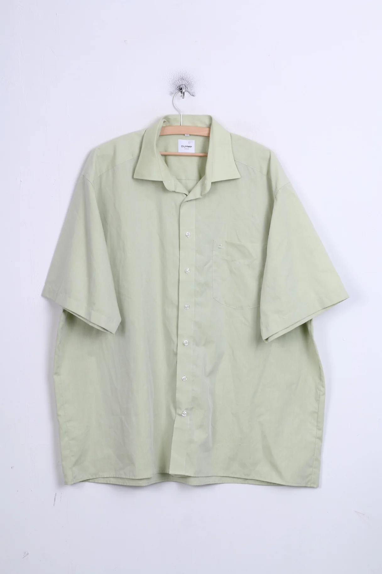 OLYMP Luxor Mens XXL Casual Shirt Green Short Sleeve Standard Collar 45