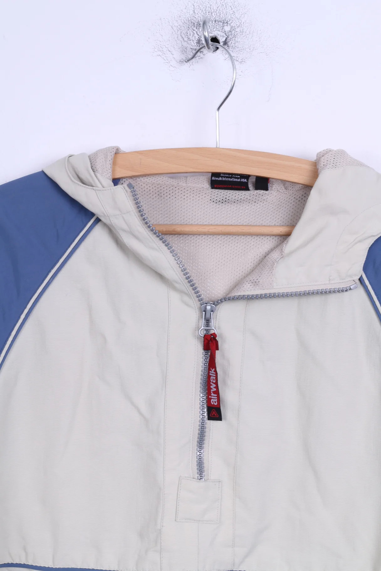 Air Walk Boys 32 10 Age Jacket Beige Blue Overhead Hooded Training Top - Image 3