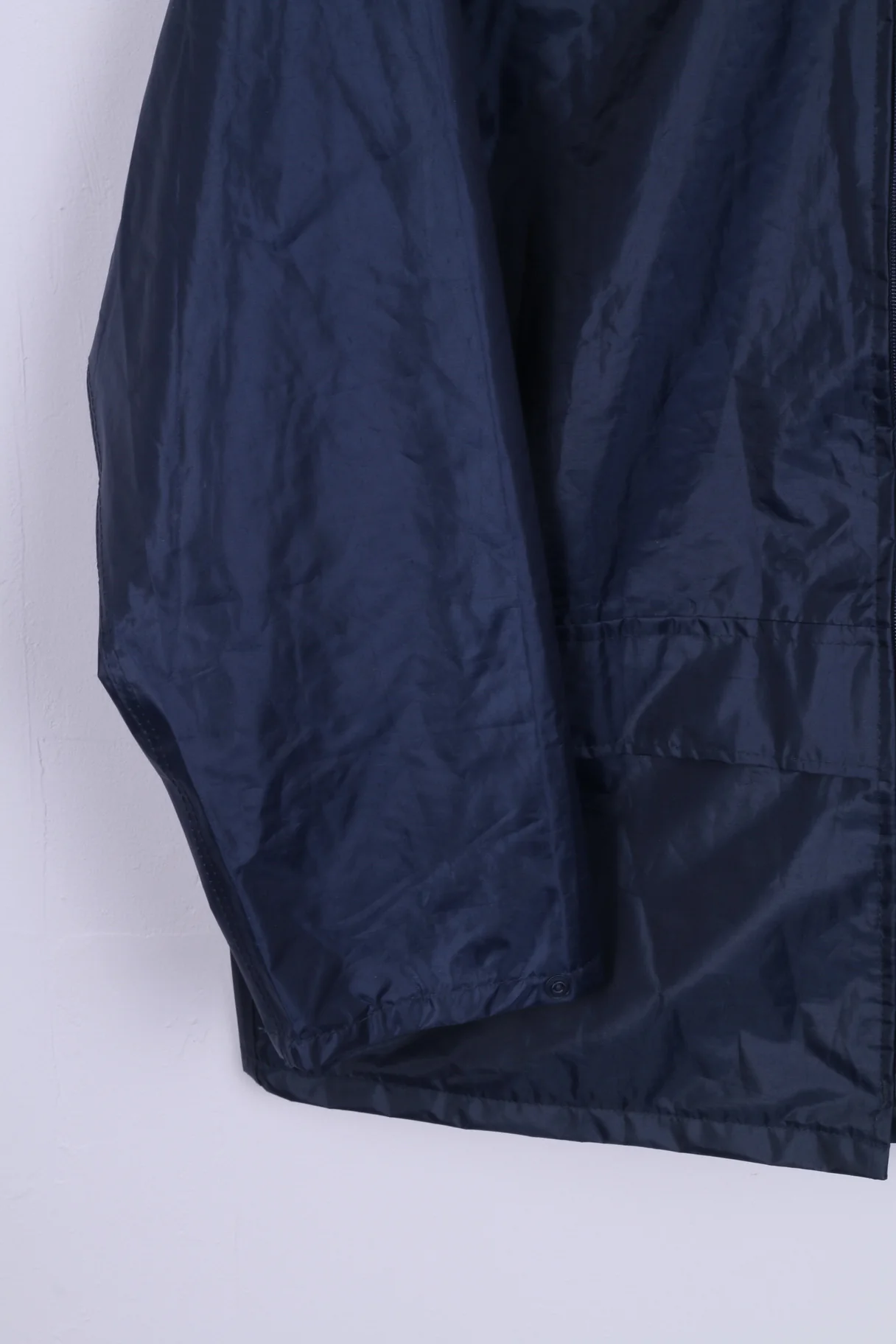 No name Mens L Jacket Navy Full Zipper Top Hidden Hood - Image 3