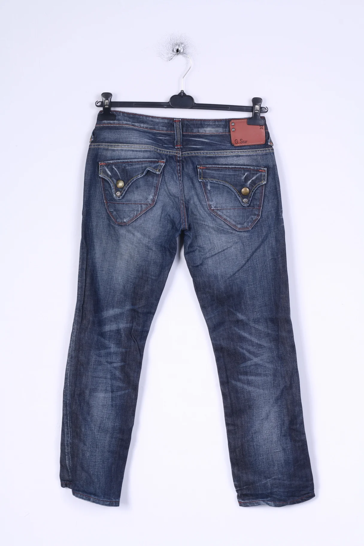 G-STAR RAW Womens W30 L30 Jeans Trousers Navy Cotton Straight Leg Italy - Image 6