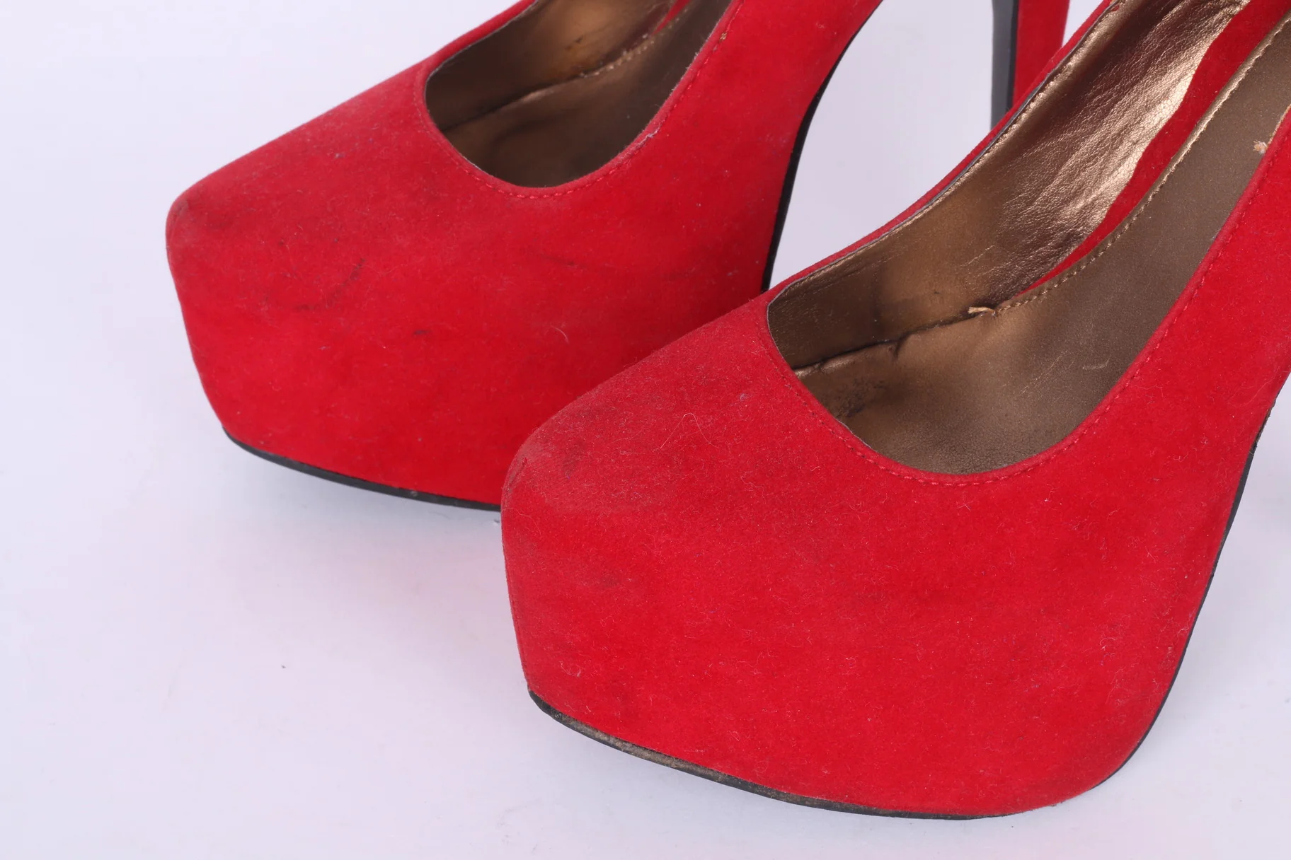 Deep 7 Womens UK 4 37 Heels Red Suede Platform Pumps Slip On Shoes Party - Image 2