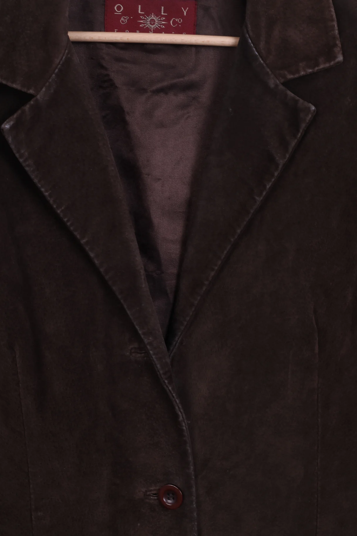 OLLY & Co Formals Womens 14 L Jacket Brown Leather Single Breasted Blazer - Image 3