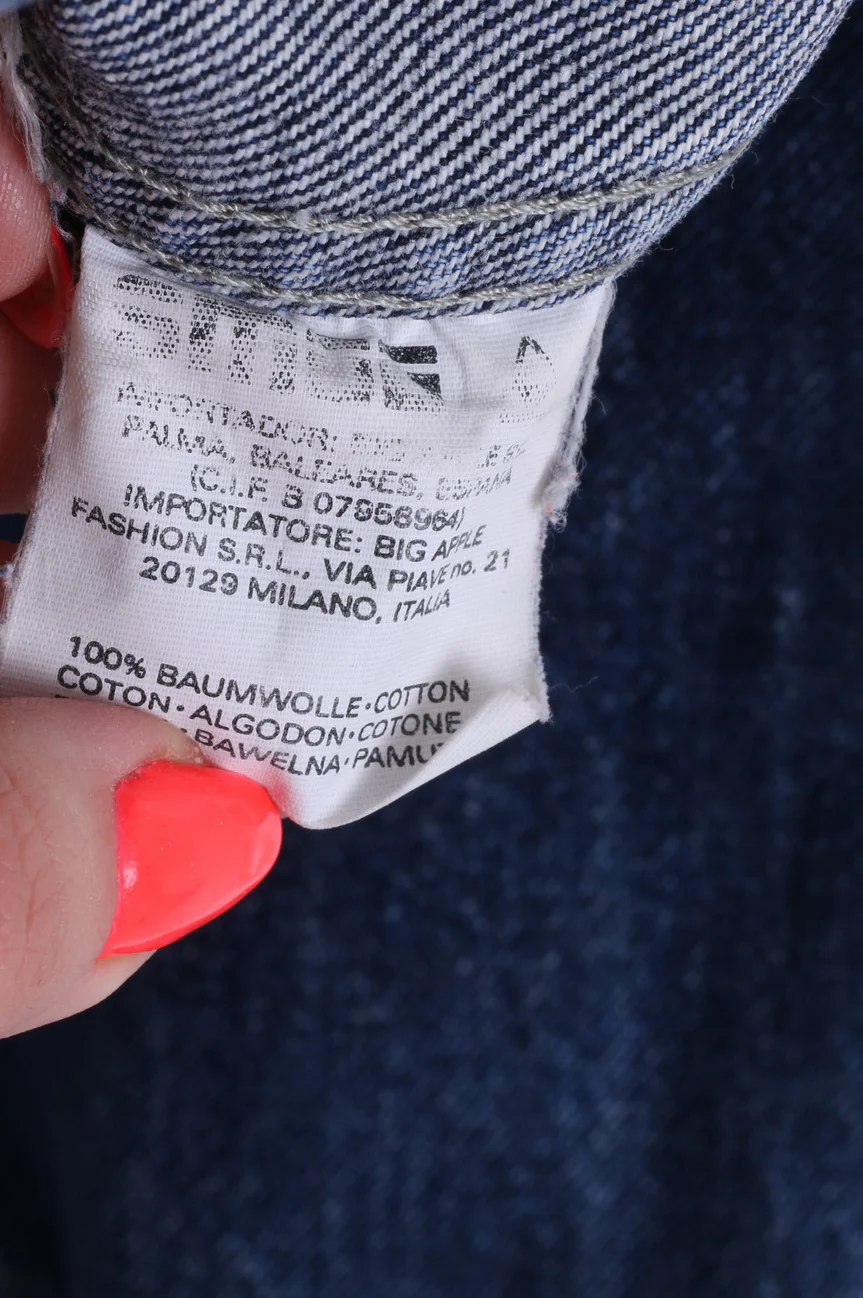 SMOG Womens M Denim Jacket Dark Blue Jeans Cotton Fitted - Image 5