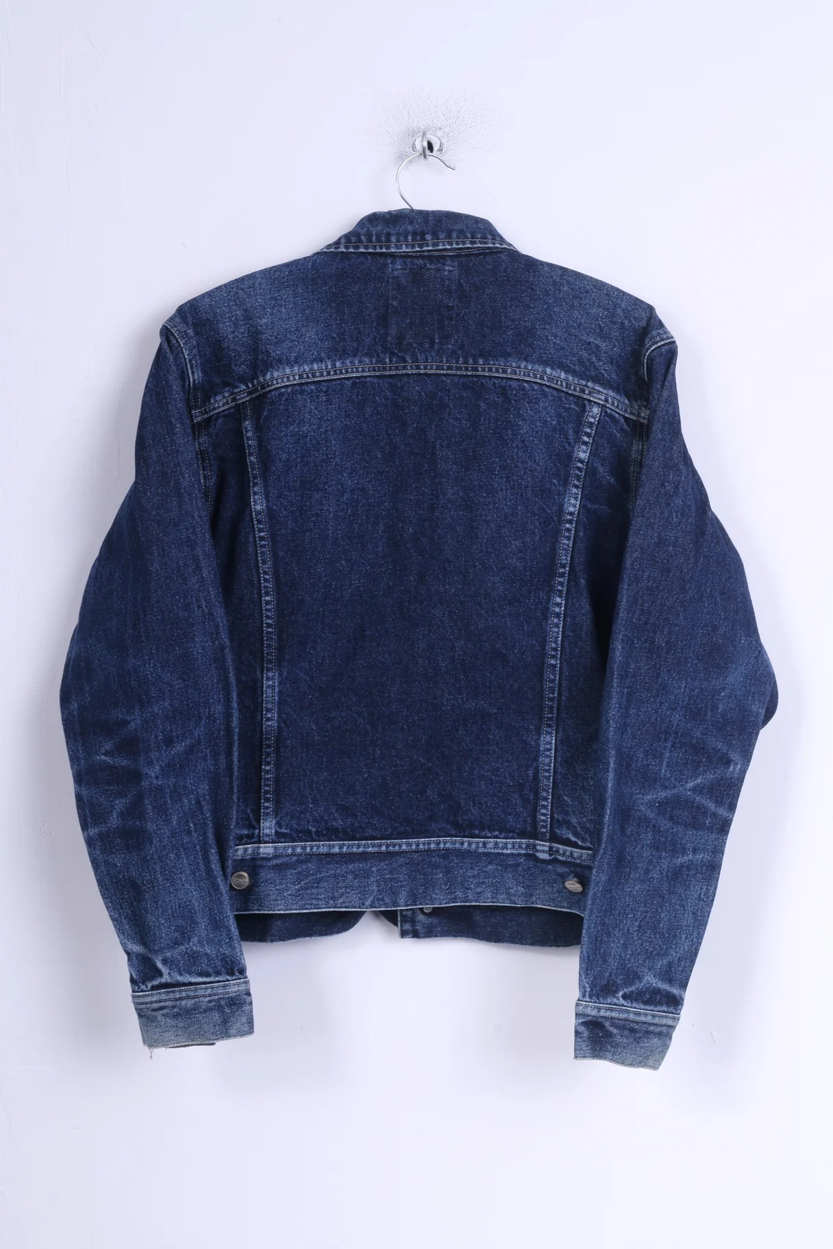 SMOG Womens M Denim Jacket Dark Blue Jeans Cotton Fitted - Image 6
