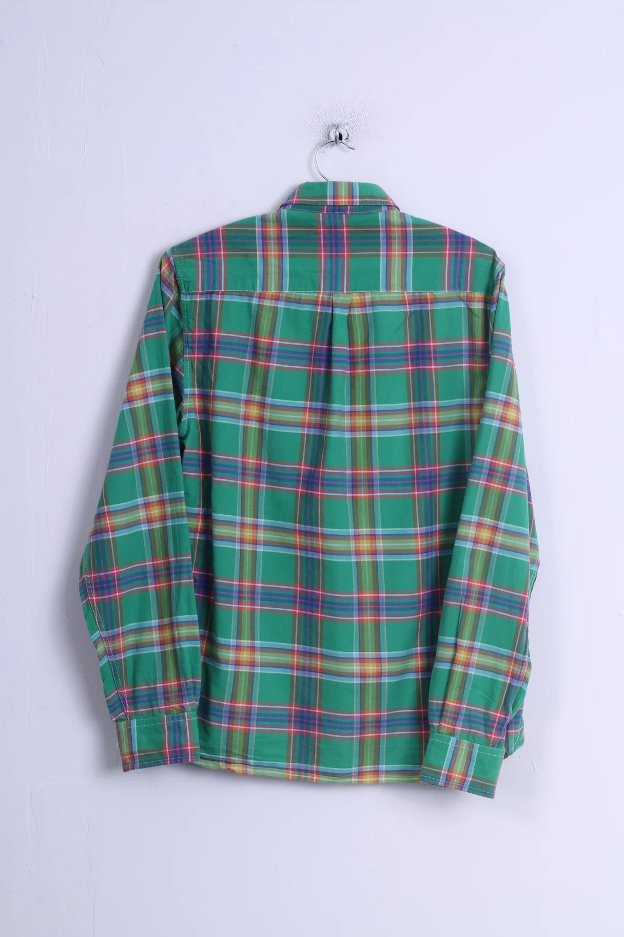 Green Effort Mens S Casual Shirt Green Cotton Checkered Button Down Collar - Image 6