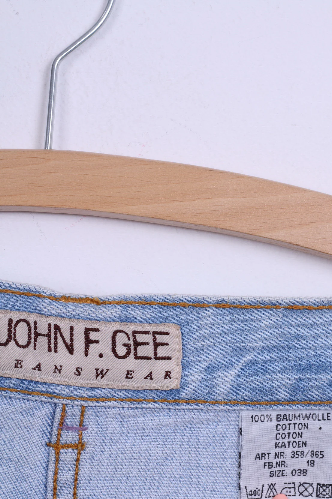 JOHN F.GEE Womens 38 Trousers Jeans Light Blue High Waist Denim Retro Cotton - Image 4