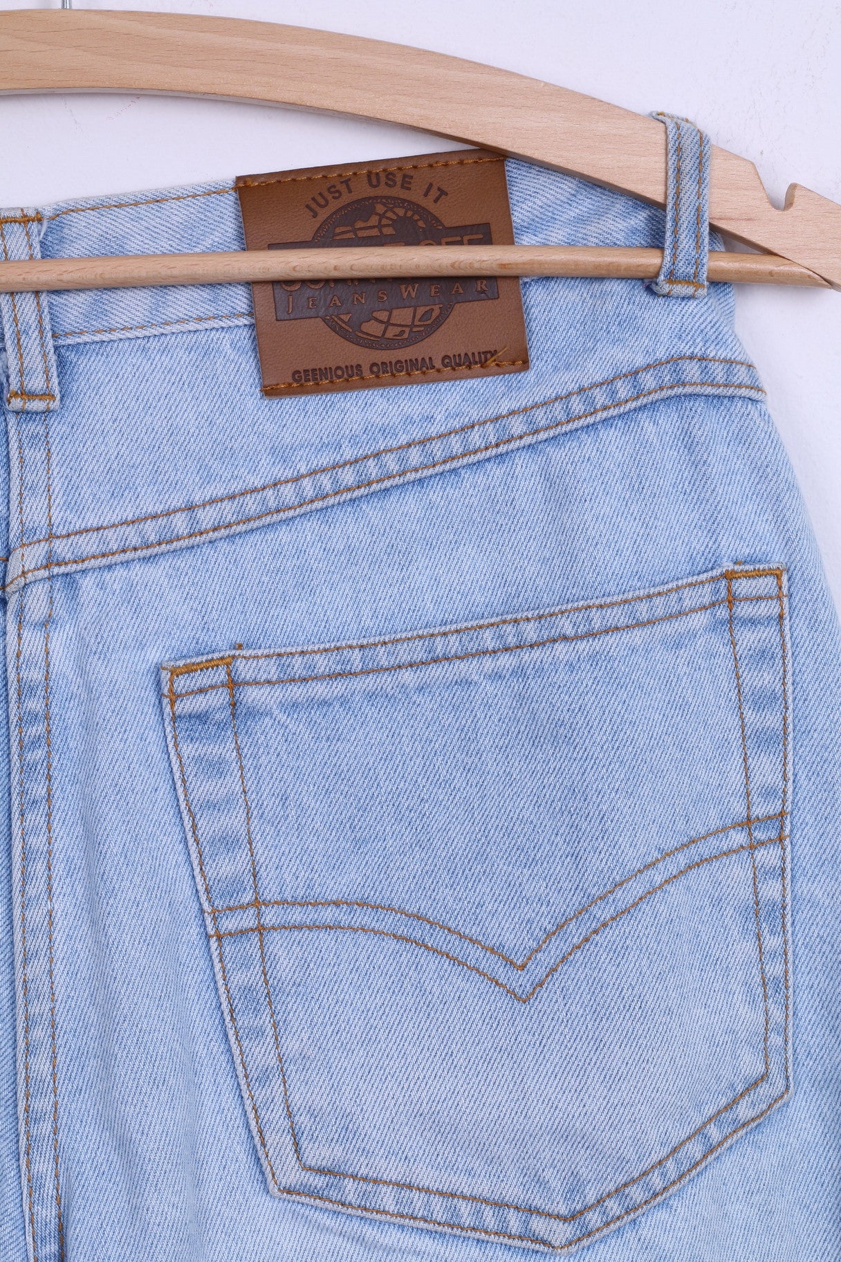 JOHN F.GEE Womens 38 Trousers Jeans Light Blue High Waist Denim Retro Cotton - Image 5