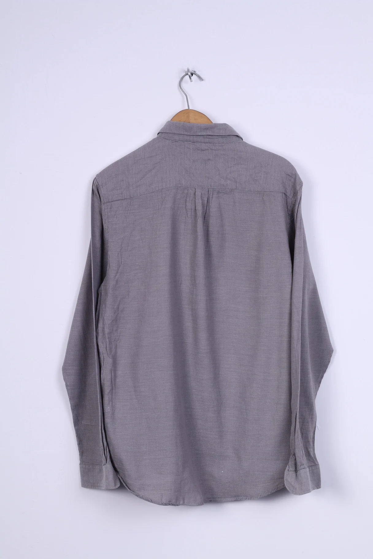 Cheap Monday Mens XL (L) Casual Shirt Cotton Grey Striped Detailed Buttons Long Sleeve - Image 7