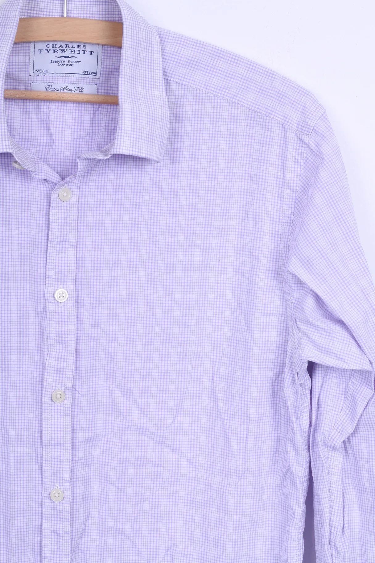 Charles Tyrwhitt Mens M 39 Casual Shirt Check Cotton Purple Long Sleeve - Image 3