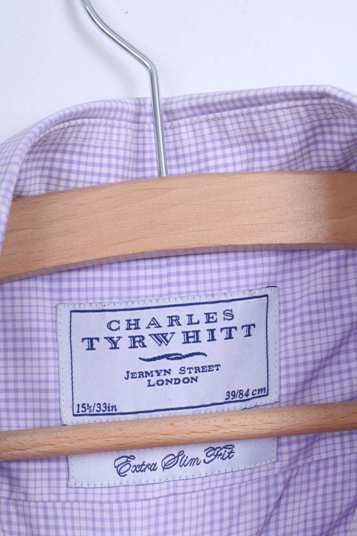 Charles Tyrwhitt Mens M 39 Casual Shirt Check Cotton Purple Long Sleeve - Image 4
